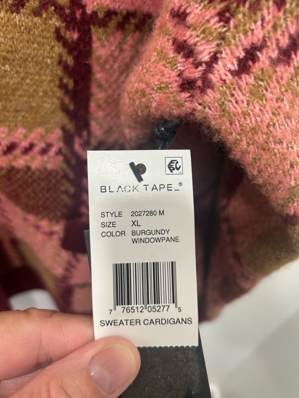 Black Tape Cardigan XL Red Pink Button Grandma Core Oversized Cozy Long Sleeve - Picture 2 of 9